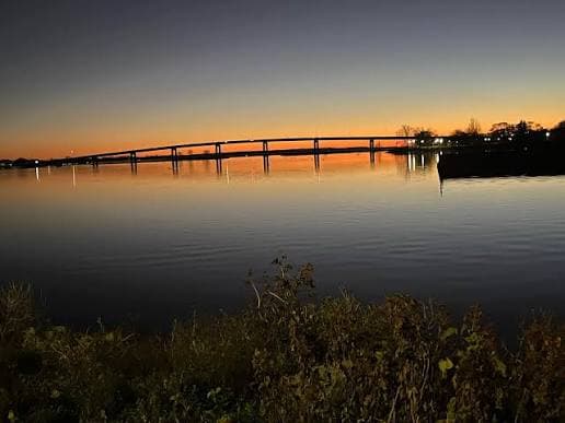 Bay of Quinte bridge at dusk