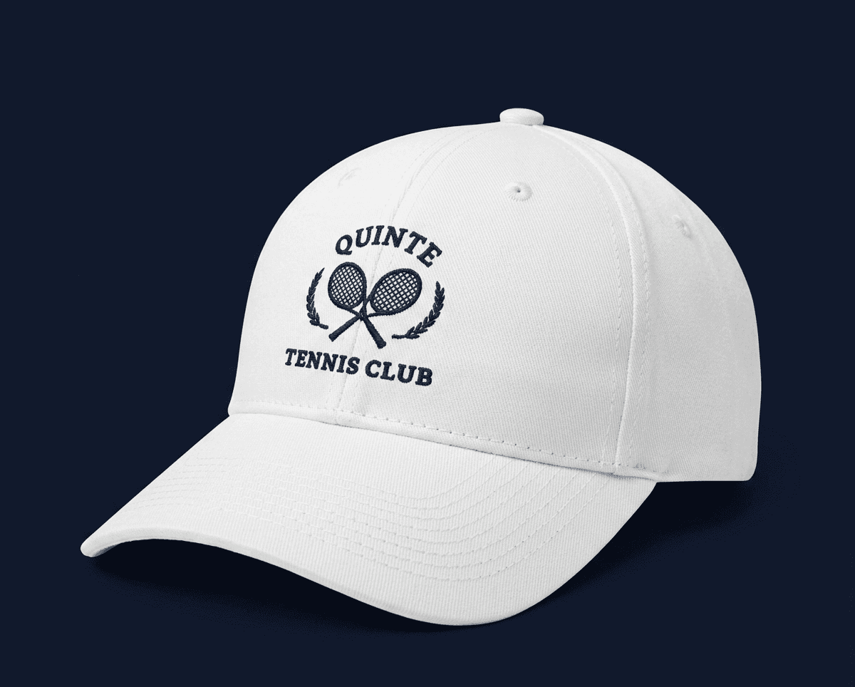Quinte Tennis Club embroidered ball cap in white