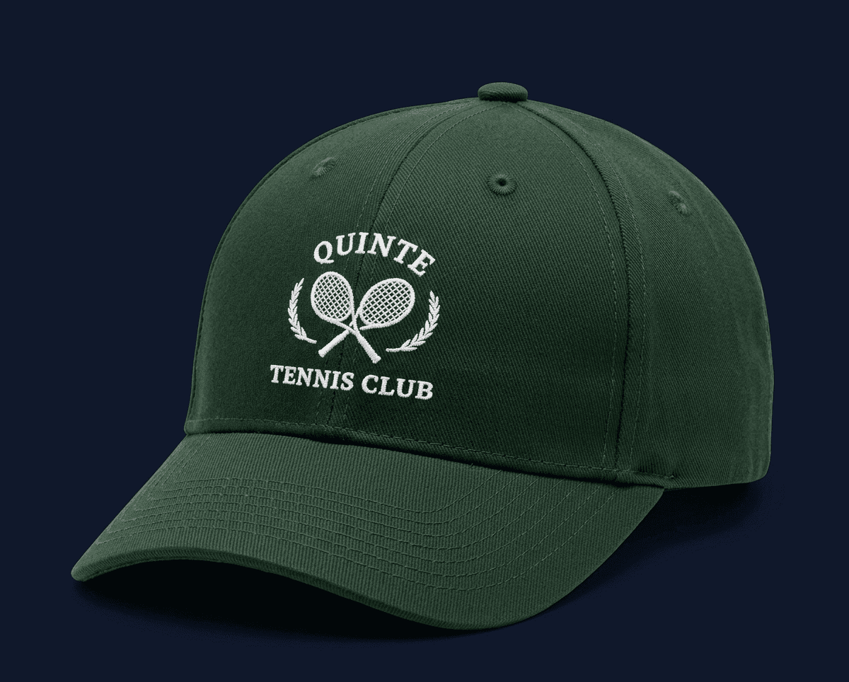 Quinte Tennis Club embroidered ball cap in dark green